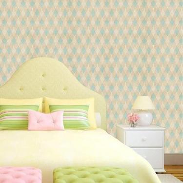 Imagem de Papel De Parede Geométrico Verde E Marrom Claro Autocolante - LRP