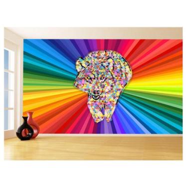 Imagem de Papel De Parede Animais Pop Art Lobo Colorido 3,5M Pxa604 - Você Decor
