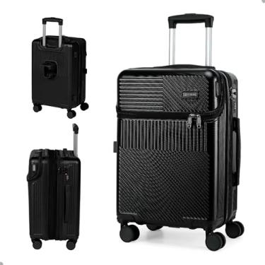 Imagem de Mala de Viagem de Mão 10kg | Bordo Rígida com Rodinhas 360° | Trava TSA Segredo | Entrada USB e USB-C | Fole Extensível | Cabe na Cabine do Avião | Mala Pequena Reforçada (Preto)