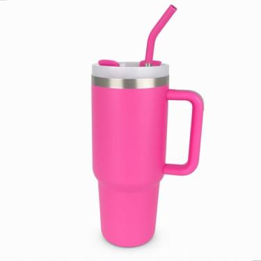 Imagem de Copo Térmico de Inox 1200ml com Alça Tampa e Canudo Parede Dupla Isolada a Vácuo Ideal para Academia, Escritório e Viagens Design Moderno Premium (ROSA PINK)