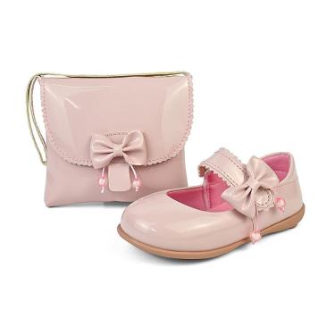 Imagem de Kit Sapatilha Esportiva Menina Infantil Bebê Conforto Leve Laço Rosa Brilho Gatatuya-Feminino