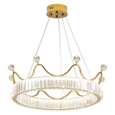 Imagem de Lustre de Cristal Coroa Elegante GSMDENGSHI - Luminária Exclusiva em Estilo Moderno para Quarto Principal, Quarto de Menina e Quarto Infantil (50CM)