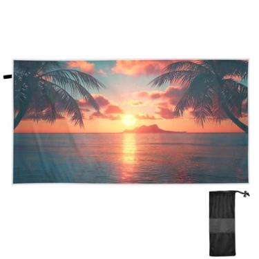 Imagem de ATTX Linda toalha de praia de palmeiras 76 x 152 cm - Cobertor de microfibra leve de secagem rápida e resistente à areia para piscina, ioga, academia e viagens | Esportes de banho de natação multiuso