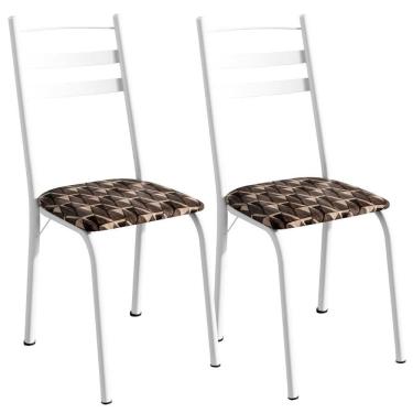 Imagem de Kit 2 Cadeiras Tubular America 061 Branco Assento Mosaico Palha Artef