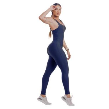 Imagem de Macacão Fitness Longo Malha Fria Alta Compressão Decote Quadrado Abert