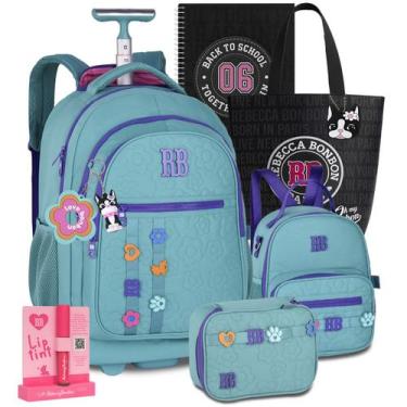 Imagem de Kit Mochila Rb Rebecca Bonbon Lancheira Estojo Rodinha Carrinho Resist