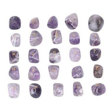 Imagem de Naroote 25 Peças Pedras de Runas de Cristal do Alfabeto para Idosos Gravadas Naturais para Meditação de Adivinhação, Pedras de Letras de Mente Pacífica para de PCoket (#11)