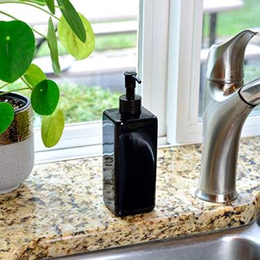 Imagem de Pacote com 2 frascos de plástico quadrados pretos recarregáveis de 473 ml para dispensar loções, xampus e mais