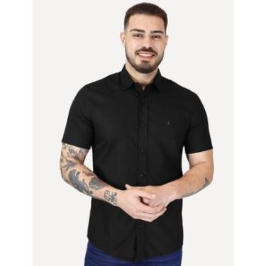 Imagem de Camisa Calvin Klein Jeans Masculina Manga Curta Básica Logo Peito Preto-Masculino
