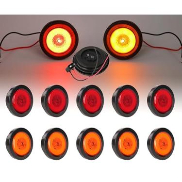 Imagem de NEW SUN Pacote com 10 luzes de LED redondas premium de 5 cm, IP67 à prova d'água, design halo e neon, suporte de ilhós ruuber macio para reboque utilitário, campista, caminhão, picape, barcos