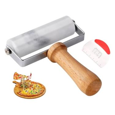 Imagem de Rolo de massa pequeno de mármore para massa - rolo de mão antiaderente em forma de T para massa, compacto - ideal para padeiros domésticos (branco tipo A)