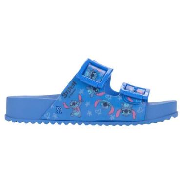 Imagem de Sandália Slide Zaxy Feminina Stitch Disney Partner, 39/40, Azul hortên