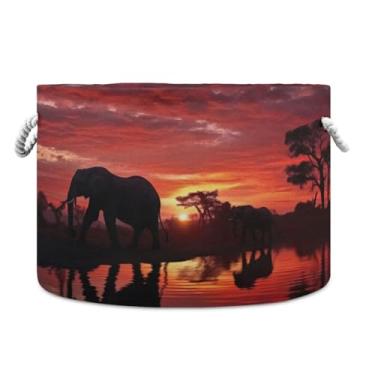 Imagem de WELLDAY Cesta de corda de algodão Elefantes Cesta de lavanderia de bebê para sala de estar, lavanderia, berçário, travesseiros, decoração de casa