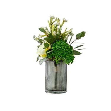 Imagem de YYBOES Decoração de flores artificiais simulação de flores hotel recepção arranjos florais mesa de jantar mesa de café buquê de vegetação ornamentos decorativos F falso