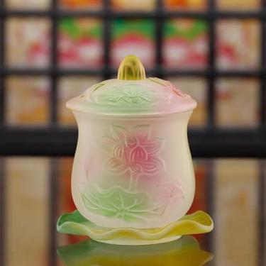 Imagem de FENNYYAR Oferecendo copo de água Buda copo de purificação de água Santuário budista, 10,6 cm 4,15, esmalte colorido Deus da Riqueza Enshrine Ornamento