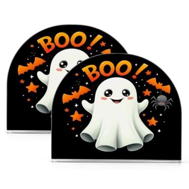 Imagem de Wassud Porta-guardanapos de acrílico Cartoon Boo Dispensador de guardanapos de papel moderno em forma de U para mesa, cozinha, sala de jantar, bancada 2 peças (comporta 50-60 guardanapos)