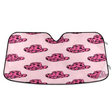 Imagem de Qilmy Para-brisa de carro, chapéu de cowboy de vaca, protetor de viseira dobrável, mantém fresco, bloqueia raios UV e acessórios para proteger carros, SUVs, caminhões-(L) 312