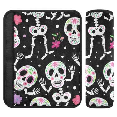 Imagem de Burbuja Skeletons Capa de cinto de segurança de carro protetor de cinto de segurança macio confortável para alça de ombro de assento, 1 par médio