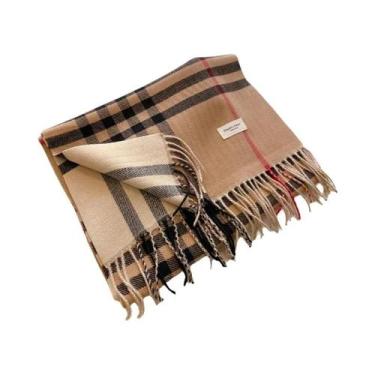 Imagem de Cachecol De Cashmere Xadrez Para Homens E Mulheres, Quente E Grosso, M