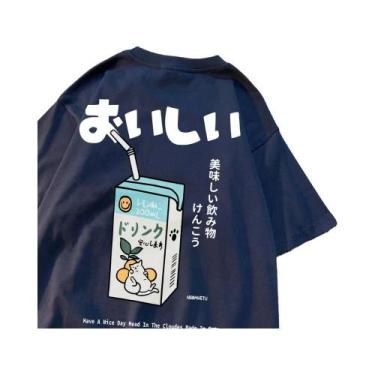 Imagem de Camiseta Unissex Oversized De Algodão Com Estampa De Gato Japonês Mang