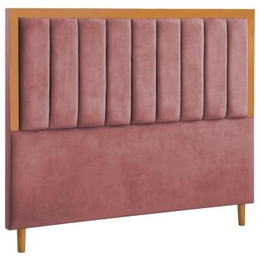 Imagem de Cabeceira Estofada Queen Paris Veludo Rosa 160 Cm