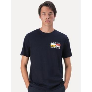 Imagem de Camiseta Tommy Hilfiger Masculina Colour Flag Tee Azul Marinho-Masculino