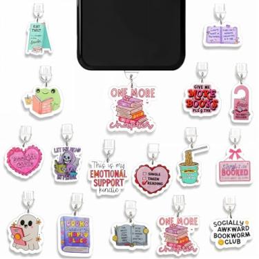 Imagem de FNANJWQ 18 peças de plugue antipoeira tipo C para E-Reader, plugues de pó de acrílico personalizados para dispositivos tipo C compatíveis com porta de carregamento tipo C, presente para amantes de