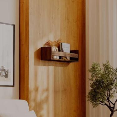 Imagem de Prateleira Porta Objeto Nogal 60 x 12cm Suporte Invisivel