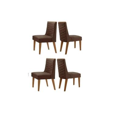 Imagem de Cadeira Sala De Jantar Dafne Kit 4 Un Madeira Capuccino-suede Marrom - Rufato