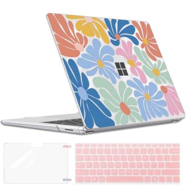 Imagem de LCMOCICO Capa para laptop Microsoft Surface de 13 polegadas 7ª edição Copilot+ PC 2024 (modelo 2036), capa protetora de plástico ultrafino, capa protetora para teclado, flores coloridas
