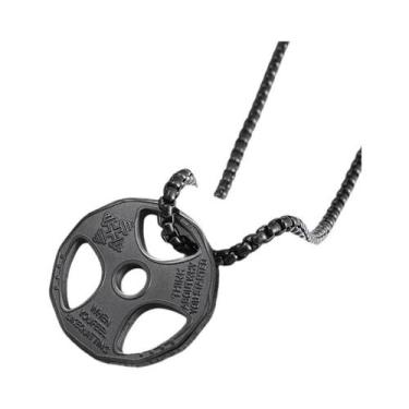 Imagem de Colar De Pingente De Halteres De Aço Titânio Unissex Punk Fitness Joia