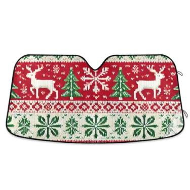 Imagem de Guarda-sol festivo de malha de Natal para para-brisa de carro UV refletor de sol e calor cobertura completa para a maioria dos veículos