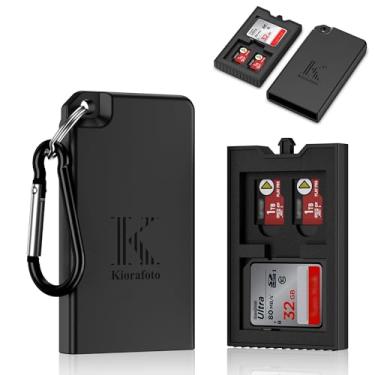 Imagem de Estojo pequeno para cartão de memória pop-up para 2 cartões SD SDHC SDXC e 4 cartões TF MicroSD MSD com mosquetão, estojo portátil antichoque à prova de respingos para cartão micro SD, protetor de