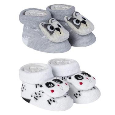 Imagem de Kit 2 Meias Sapatinho Pantufa Bebê Saída Maternidade Recém Nascido Men