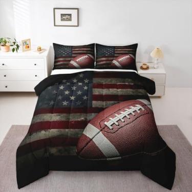 Imagem de Erosebridal Conjunto De Cama Com Bandeira Americana, Edredom De Futebol Para Meninos, Jogos Esportivos De Futebol, Edredom De Plumas, Federações Dos Estados Unidos, Estrelas, Listras, Conjuntos De Edr