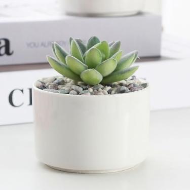 Imagem de Vaso de plantas com bandejas, vaso de suculentas com pires, mini vaso de mesa para plantas de interior, cacto, ervas (3,5 x 2,20 cm)