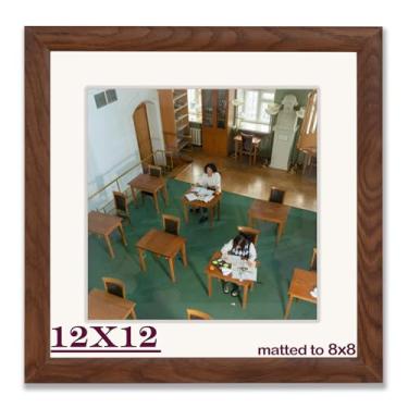 Imagem de Husteria Porta-retrato de 30 x 30,5 cm, moldura clássica de madeira de carvalho natural, moldura de 30 x 30 cm fosca, moldura quadrada de madeira maciça para exibição de parede e mesa, cor nogueira