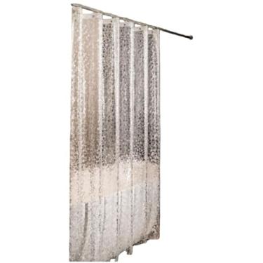 Imagem de Cortina de Box para Banheiro com Ilhós Antimofo Resistente Transparente Estampada 2,00 x 1,80 para Uso Diário cortina banheiro(Transparente)