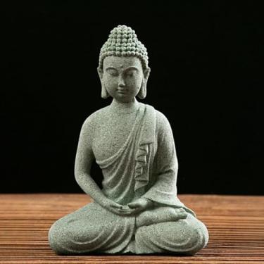 Imagem de FENNYYAR Estátua de budismo decoração estilo chinês mini estatueta de buda, 12 cm 12 cm, topo de mesa, decoração de paisagem de mesa, estátua zen para casa
