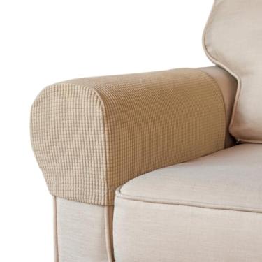Imagem de BAHULA Capas elásticas para apoio de braço de elastano para cadeiras, sofás, poltronas, poltronas, poltronas, poltronas, poltronas e poltronas, antimanchas e lavável, conjunto de 2, cáqui