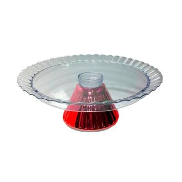 Imagem de Porta Bolo Boleira Redonda Suporte Para Bolo de Aniversário 23cm (Base Metalizada Vermelha)