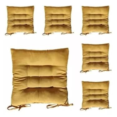 Imagem de Kit com 4 Almofadas Assento Futon Quadrado 40x40cm - Confortáveis, Ideais para Sala, Quarto e Piqueniques (Mostarda)