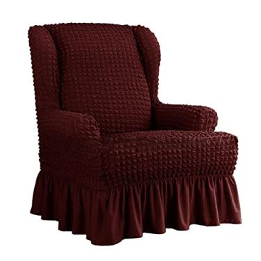 Imagem de Capa Wingback para cadeira, 2 peças, capa elástica para sofá, poltrona, protetor de móveis, macio com fundo elástico para sala de estar, vermelho