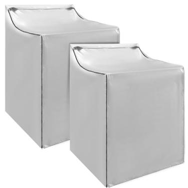Imagem de Pacote com 2 capas de lavadora e secadora, capa portátil à prova d'água com zíper, ajuste universal para carga superior e carga frontal, W29"D28"H43" (prata)