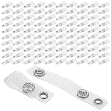 Imagem de 100 peças de clipe de crachá de identificação de plástico transparente clipes de crachá de identificação alça com encaixe e ilhós para porta-cartões, cordões, chaveiros