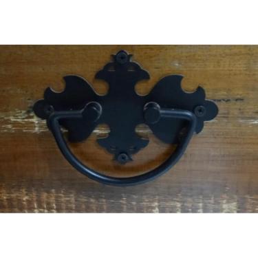 Imagem de Puxador Colonial Alça De Baú Móveis Alça Caixão Preto Fosco