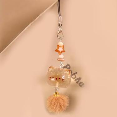 Imagem de 【Amuleto de telefone de gato de anime único】 Pulseira fofa de gato para telefones - Acessórios de telefone de animais Kawaii para meninas e adolescentes (1 peça) (cor translúcida)