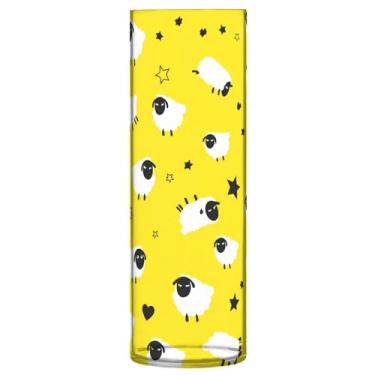 Imagem de CEBUGI Lindo vaso de flores de ovelha 10 x 30 cm, vaso cilíndrico para flores, vaso transparente inquebrável para decoração de casa de festa de casamento