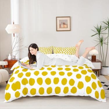 Imagem de Erosebridal Capa de edredom queen com bolinhas amarelas boêmias, abstratas, minimalistas, grafite, estética, aquarela, simples, geométrico, conjunto de cama