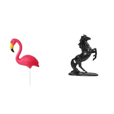 Imagem de Whtkoph Ornamento de Jardim de Fadas com Escultura de Flamingo E Cavalo para Paisagem Festiva de Primavera, Quarto, Pátio, Acessórios de Arte.